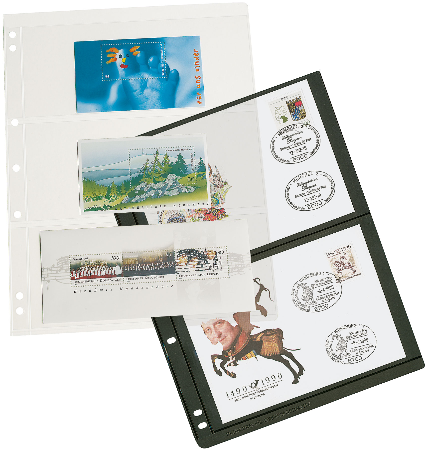 PRO-FIL-SYSTEM Einsteckblatt, einseitig, klar, mit 1-8 Streifen, per 5 Stk.