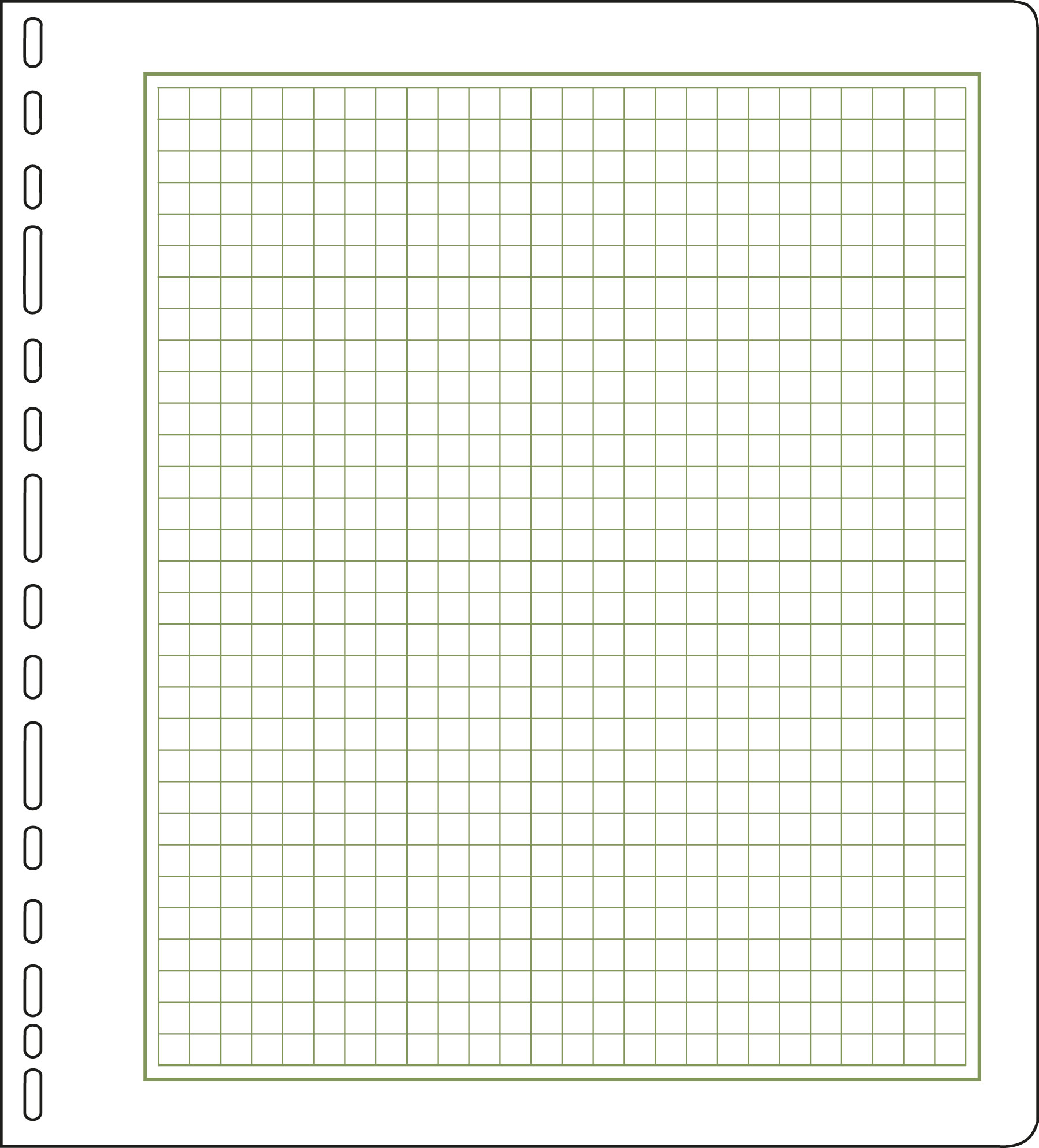 PRINZ Blankoblätter, mit Rahmen und Raster,  Format 267x295mm.